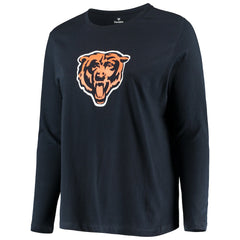 Chicago Bears Women's Plus Size Primary Logo Long Sleeve Scoop Neck T-Shirt - Navy T-shirts