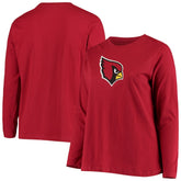 Arizona Cardinals Women's Plus Size Primary Logo Long Sleeve Scoop Neck T-Shirt - Cardinal T-shirts