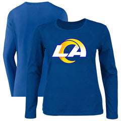 Los Angeles Rams Women's Plus Size Primary Logo Long Sleeve Scoop Neck T-Shirt - Royal T-shirts