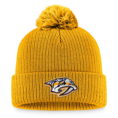 Nashville Predators Fanatics Primary Logo Cuffed Knit Hat with Pom - Gold | US 3970408