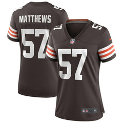 Clay Matthews Cleveland Browns Women's Game Retired Player Jersey - Brown Jerseys