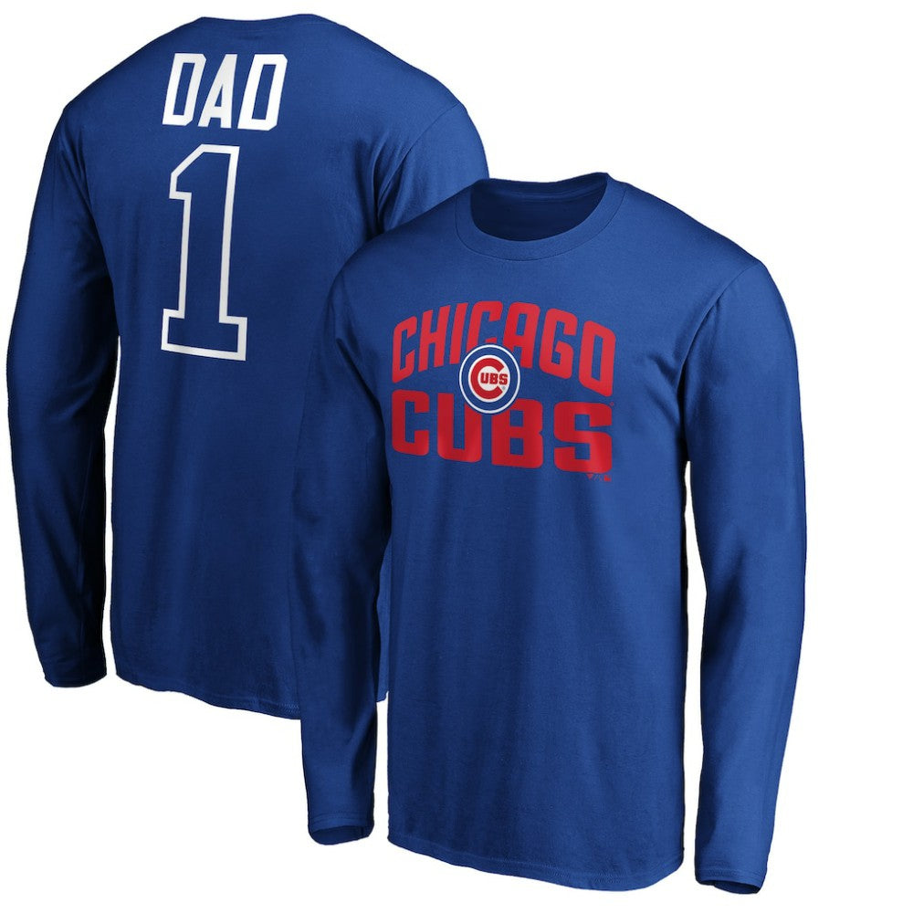 Chicago Cubs Father's Day #1 Dad Long Sleeve T-Shirt - Royal T-shirts