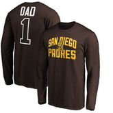 San Diego Padres Father's Day #1 Dad Long Sleeve T-Shirt - Brown T-shirts