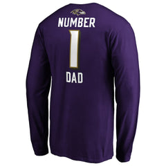 Baltimore Ravens #1 Dad Long Sleeve Team Logo T-Shirt - Purple T-shirts