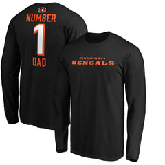 Cincinnati Bengals #1 Dad Long Sleeve Team Logo T-Shirt - Black T-shirts