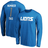 Detroit Lions #1 Dad Long Sleeve Team Logo T-Shirt - Blue T-shirts