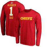 Kansas City Chiefs #1 Dad Long Sleeve Team Logo T-Shirt - Red T-shirts