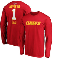 Kansas City Chiefs #1 Dad Long Sleeve Team Logo T-Shirt - Red T-shirts