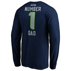 Seattle Seahawks #1 Dad Long Sleeve Team Logo T-Shirt - College Navy T-shirts