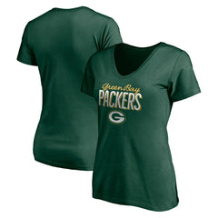 Green Bay Packers Women's Nostalgia V-Neck T-Shirt - Green T-shirts