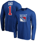 New York Rangers #1 Dad Long Sleeve T-Shirt - Blue | US 3990329