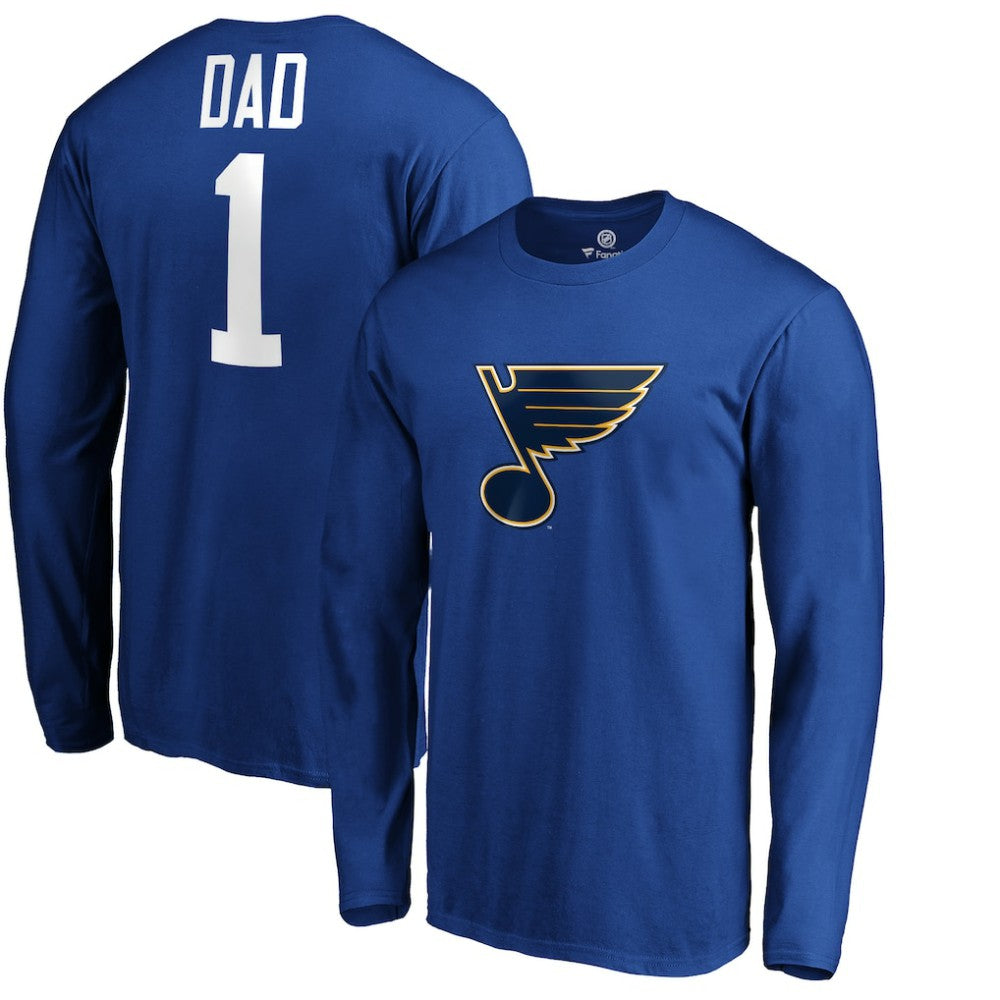 St. Louis Blues #1 Dad Long Sleeve T-Shirt - Blue | US 3990334
