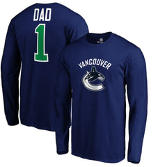 Vancouver Canucks #1 Dad Long Sleeve T-Shirt - Blue | US 3990337