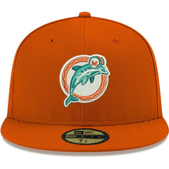 Miami Dolphins New Era Omaha Throwback 59FIFTY Fitted Hat - Orange Hats