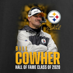 Bill Cowher Pittsburgh Steelers 2020 Pro Football Hall of Fame Inductee Coach Graphic T-Shirt - Black T-shirts
