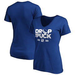 New York Rangers Women's Drop the Puck V-Neck T-Shirt - Royal | US 4001733