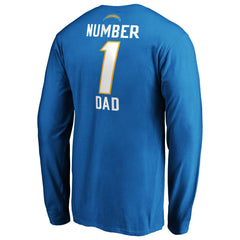 Los Angeles Chargers #1 Dad Long Sleeve Team Logo T-Shirt - Light Blue T-shirts