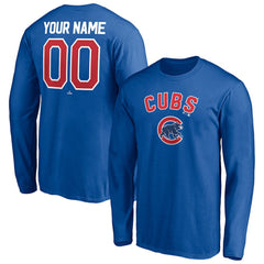 Chicago Cubs Personalized Winning Streak Name & Number Long Sleeve T-Shirt - Royal T-shirts