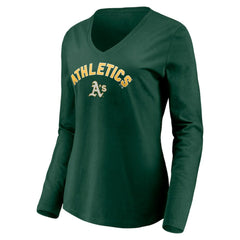 Athletics Women's Personalized Winning Streak Name & Number Long Sleeve V-Neck T-Shirt - Green T-shirts