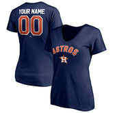 Houston Astros Women's Personalized Winning Streak Name & Number V-Neck T-Shirt - Navy T-shirts