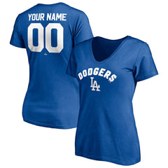 Los Angeles Dodgers Women's Personalized Winning Streak Name & Number V-Neck T-Shirt - Royal T-shirts