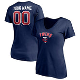Minnesota Twins Women's Personalized Winning Streak Name & Number V-Neck T-Shirt - Navy T-shirts