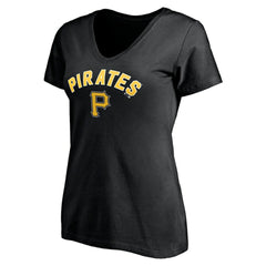 Pittsburgh Pirates Women's Personalized Winning Streak Name & Number V-Neck T-Shirt - Black T-shirts