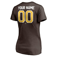 San Diego Padres Women's Personalized Winning Streak Name & Number V-Neck T-Shirt - Brown T-shirts