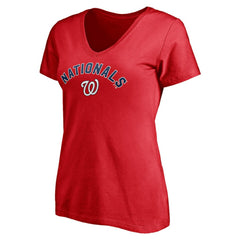 Washington Nationals Women's Personalized Winning Streak Name & Number V-Neck T-Shirt - Red T-shirts