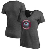 Colorado Avalanche Women's #WeSkateFor V-Neck T-Shirt - Heather Gray | US 4017818
