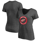 Detroit Red Wings Women's #WeSkateFor V-Neck T-Shirt - Heather Gray | US 4017821