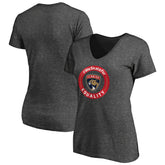 Florida Panthers Women's #WeSkateFor V-Neck T-Shirt - Heather Gray | US 4017823