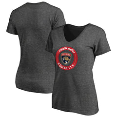 Florida Panthers Women's #WeSkateFor V-Neck T-Shirt - Heather Gray | US 4017823