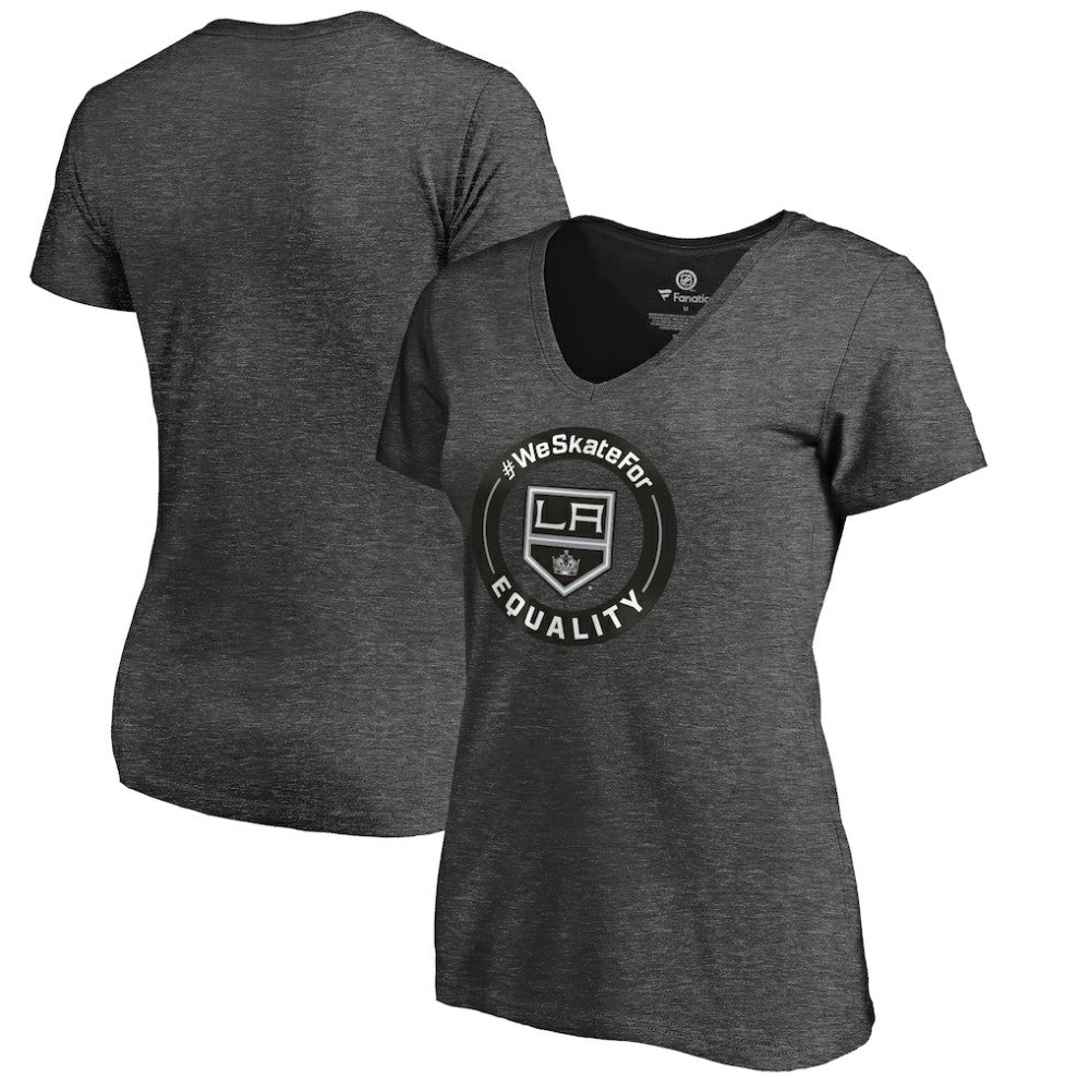 Los Angeles Kings Women's #WeSkateFor V-Neck T-Shirt - Heather Gray | US 4017824