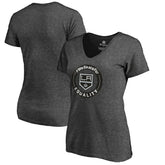Los Angeles Kings Women's #WeSkateFor V-Neck T-Shirt - Heather Gray | US 4017824