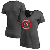 New Jersey Devils Women's #WeSkateFor V-Neck T-Shirt - Heather Gray | US 4017829