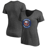 New York Islanders Women's #WeSkateFor V-Neck T-Shirt - Heather Gray | US 4017830