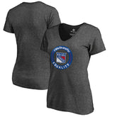 New York Rangers Women's #WeSkateFor V-Neck T-Shirt - Heather Gray | US 4017831