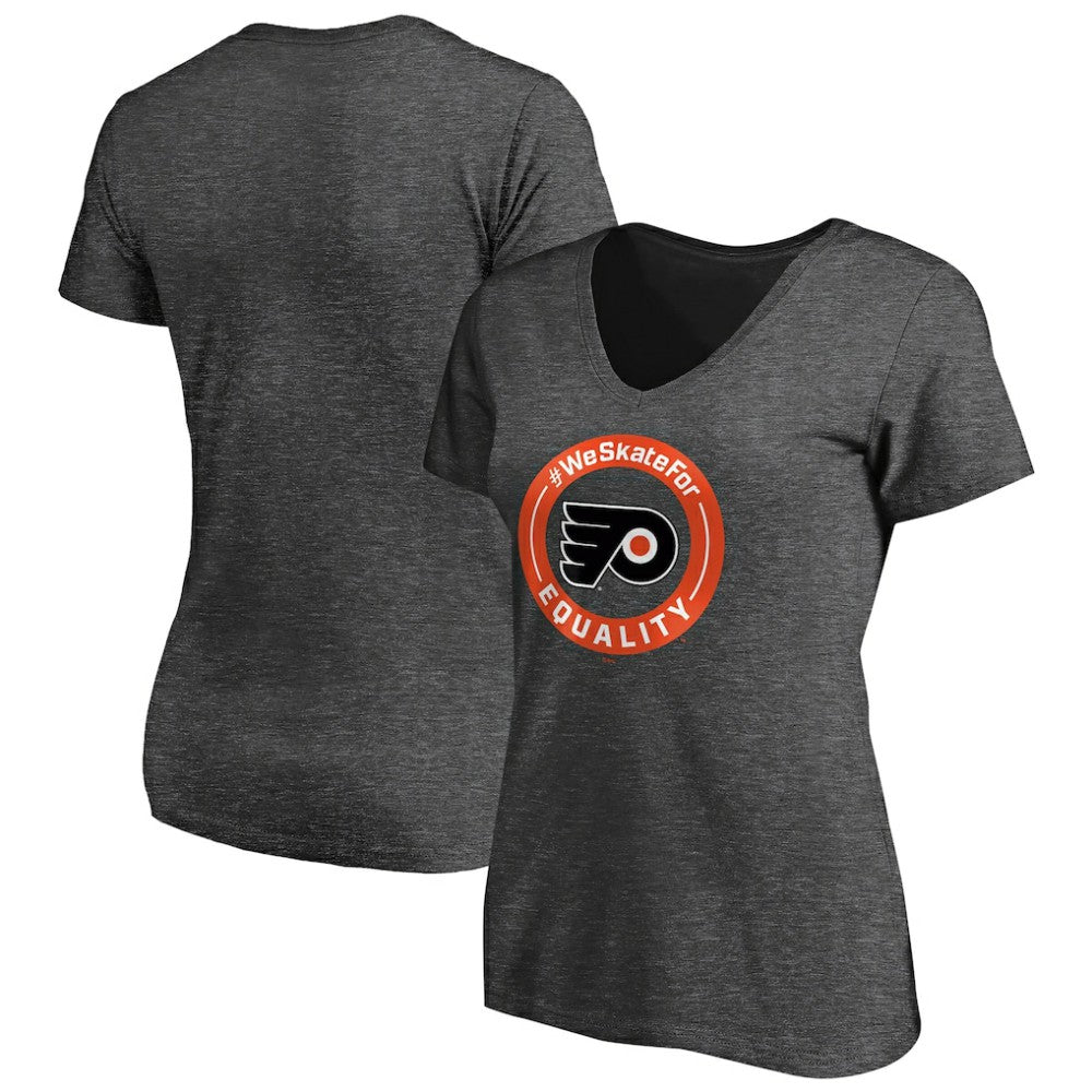 Philadelphia Flyers Women's #WeSkateFor V-Neck T-Shirt - Heather Gray | US 4017833