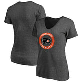Philadelphia Flyers Women's #WeSkateFor V-Neck T-Shirt - Heather Gray | US 4017833