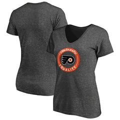 Philadelphia Flyers Women's #WeSkateFor V-Neck T-Shirt - Heather Gray | US 4017833
