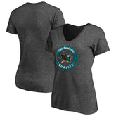 San Jose Sharks Women's #WeSkateFor V-Neck T-Shirt - Heather Gray | US 4017835