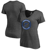 St. Louis Blues Women's #WeSkateFor V-Neck T-Shirt - Heather Gray | US 4017836