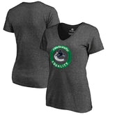 Vancouver Canucks Women's #WeSkateFor V-Neck T-Shirt - Heather Gray | US 4017839