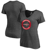 Washington Capitals Women's #WeSkateFor V-Neck T-Shirt - Heather Gray | US 4017841
