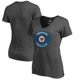 Winnipeg Jets Women's #WeSkateFor V-Neck T-Shirt - Heather Gray | US 4017842