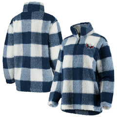 Washington Capitals G-III 4Her by Carl Banks Women's Plaid Sherpa Quarter-Zip Jacket - Navy/White | US 4049428