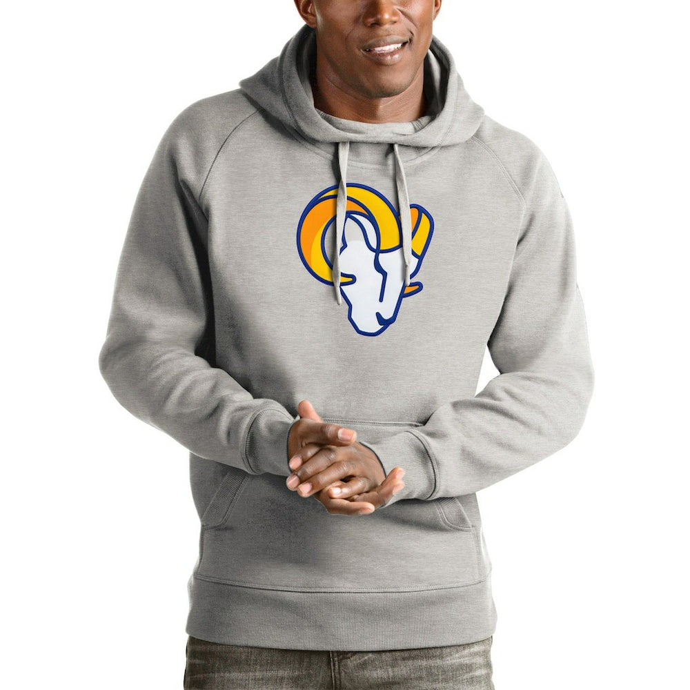 Los Angeles Rams Antigua Victory Team Pullover Hoodie - Heather Gray Hoodies