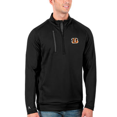 Cincinnati Bengals Antigua Generation Quarter-Zip Pullover Jacket - Black/Charcoal Pullover