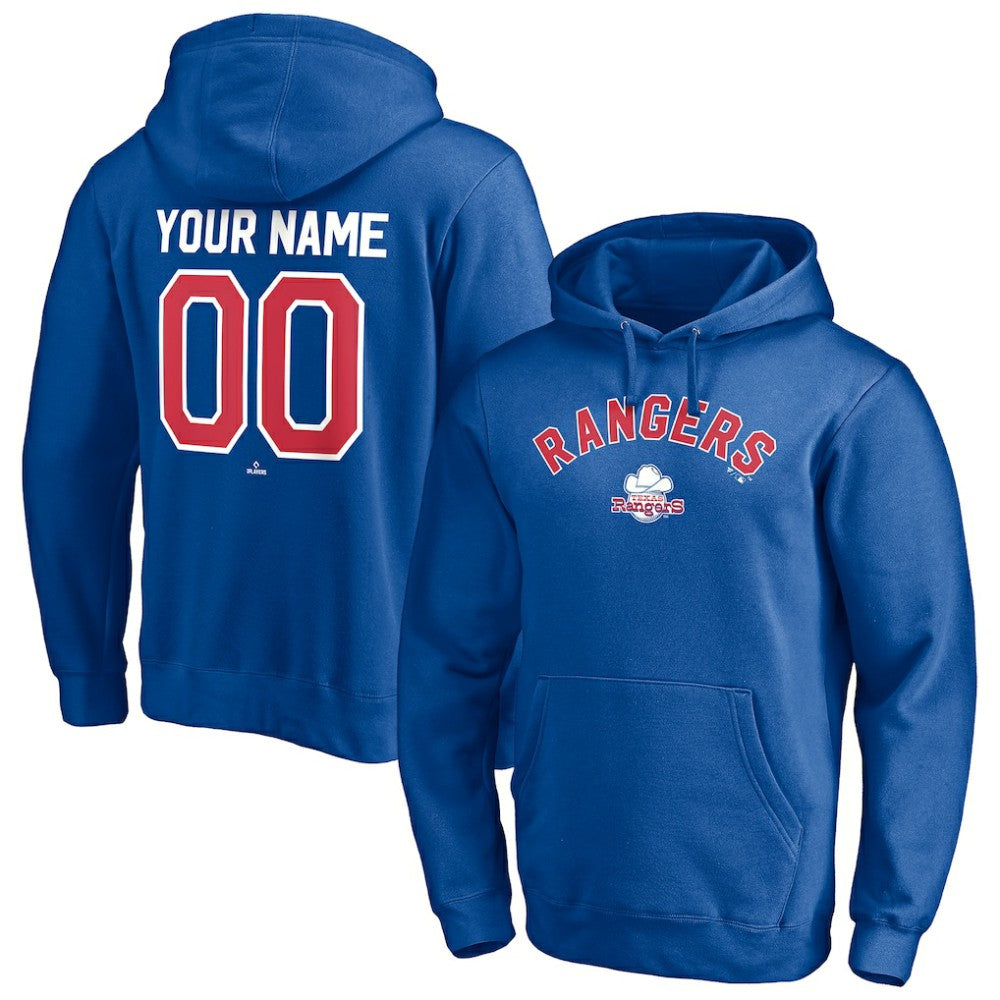 Texas Rangers Cooperstown Winning Streak Personalized Name & Number Pullover Hoodie - Royal Hoodies